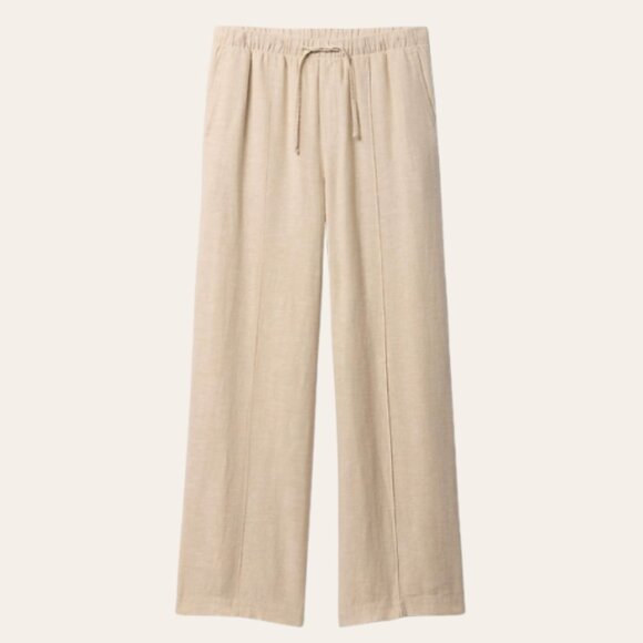 GAP Mid Rise Linen Pull-On Wide-Leg Pants, Cream, Flax Linen, WORN ONCE - Picture 1 of 6